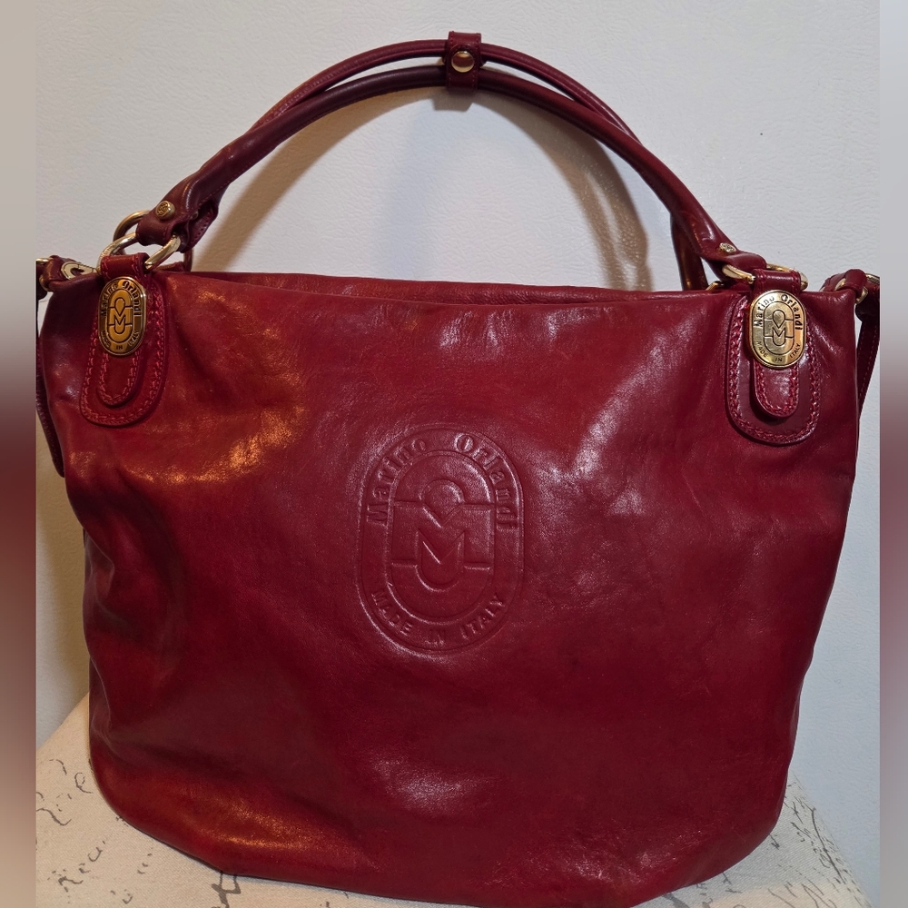 SOLD Marino Orlandi Red Leather Handbag Tote